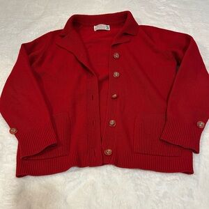 Vintage Red Lambswool Cardigan Jacket